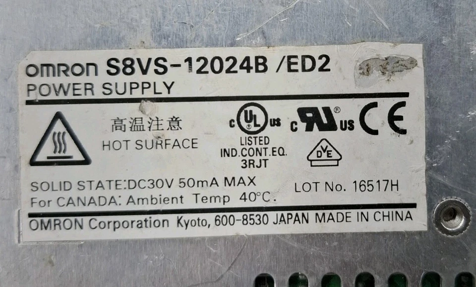 OMRON S8VS-12024B/ED2 POWER SUPPLY (USED WORKING) S8VS12024BED2